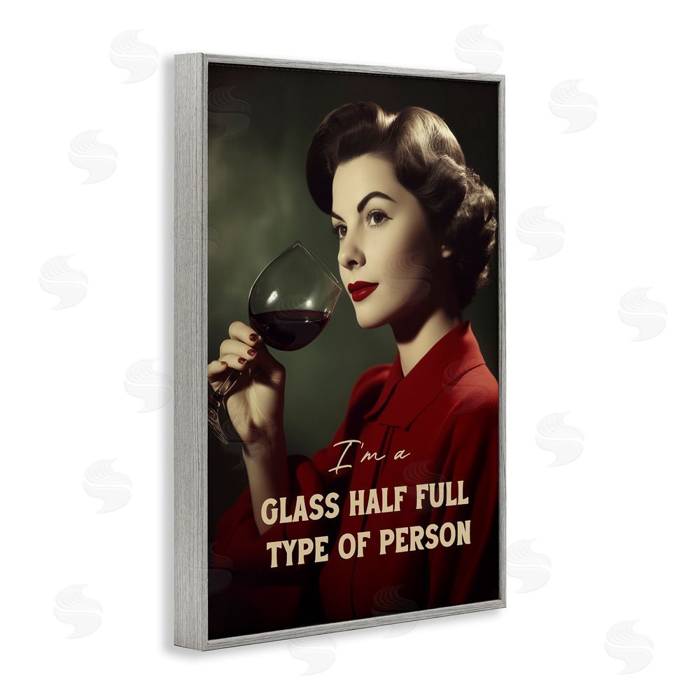 Andreas Magnusson Glass Half Full Person Gray Framed Giclee Wall Art Print