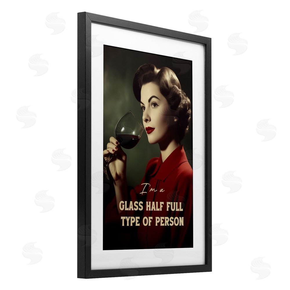 Andreas Magnusson Glass Half Full Person Black Framed Print Under Glass with Mat Wall Art