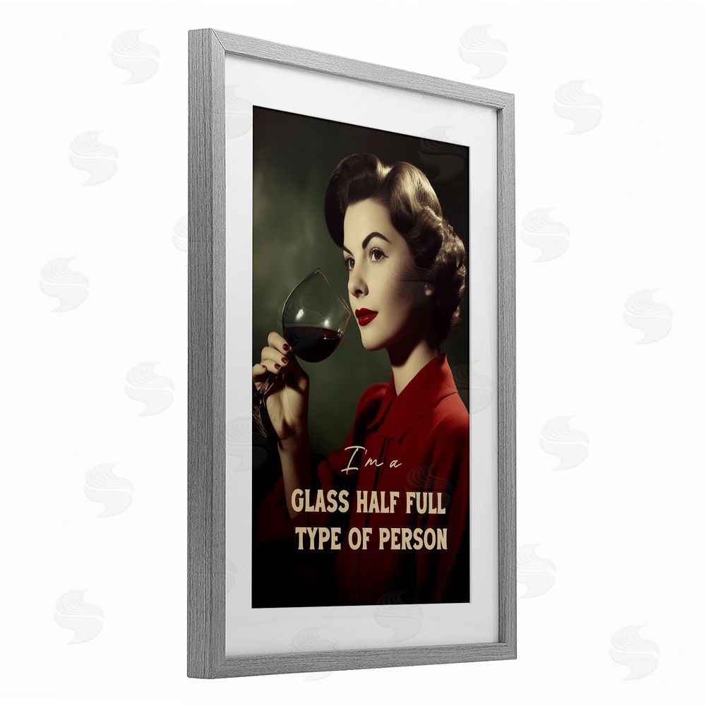 Andreas Magnusson Glass Half Full Person Gray Framed Print Under Glass with Mat Wall Art