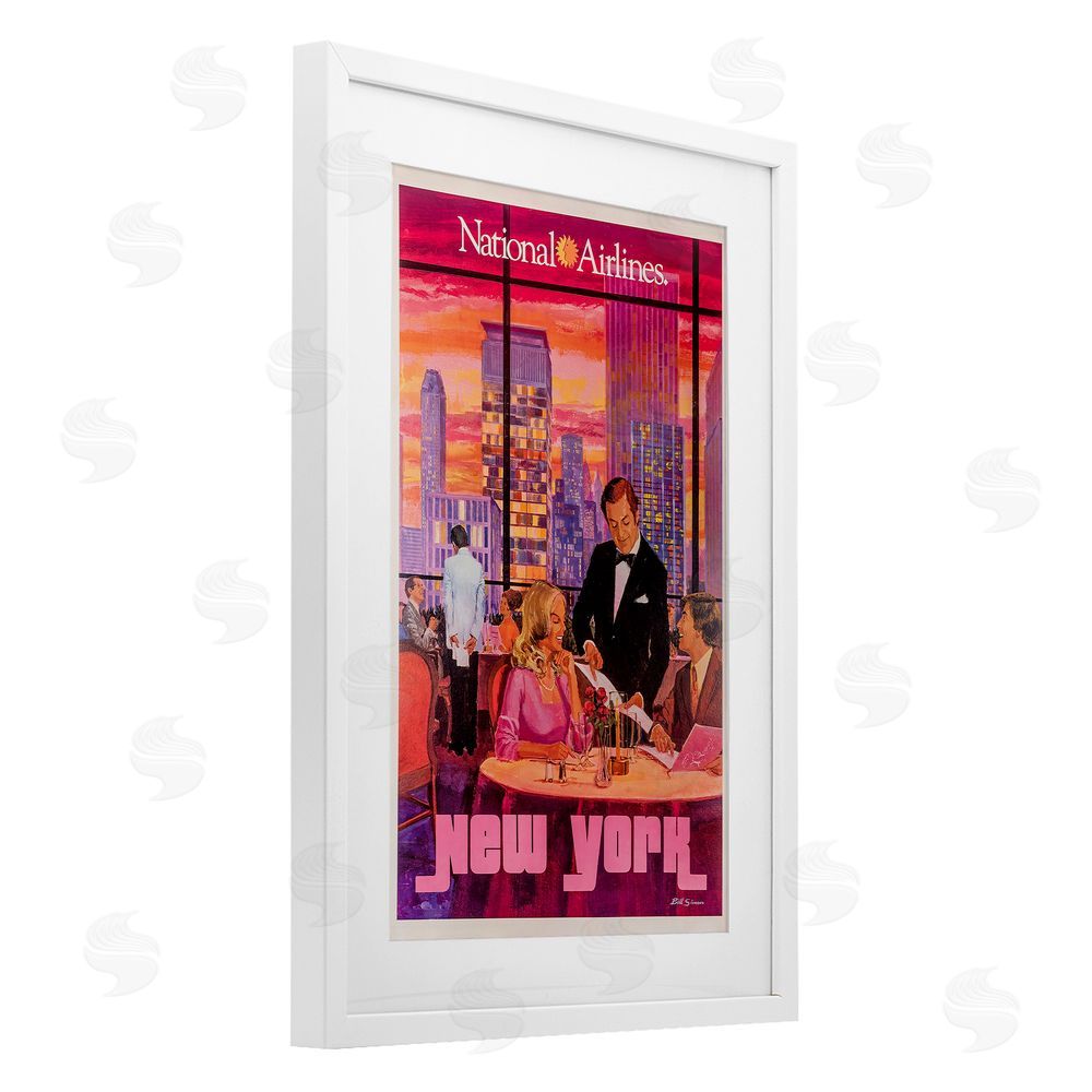 Vintage Posters Vintage New York Dining White Framed Print Under Glass Wall Art