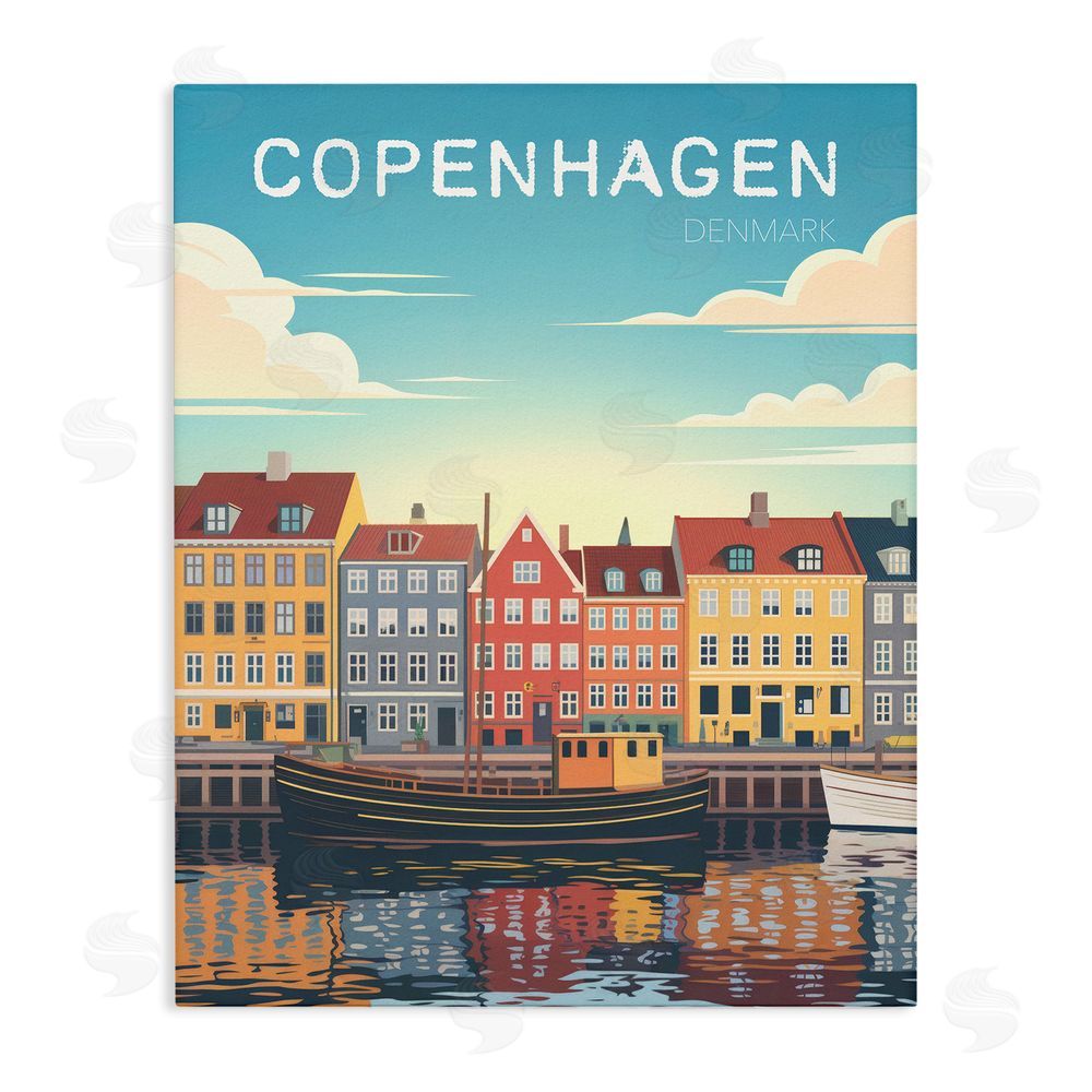 Andreas Magnusson Copenhagen Cityscape with River Stretched Canvas Wall Art Print