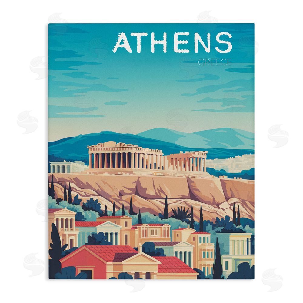 Andreas Magnusson Athens Topography Cityscape Stretched Canvas Wall Art Print