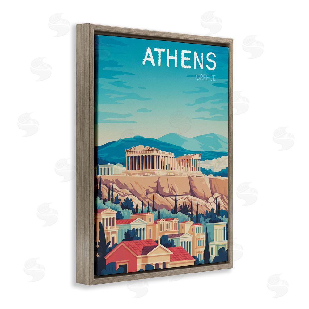 Andreas Magnusson Athens Topography Cityscape Brown Floating Frame Canvas Wall Art Print