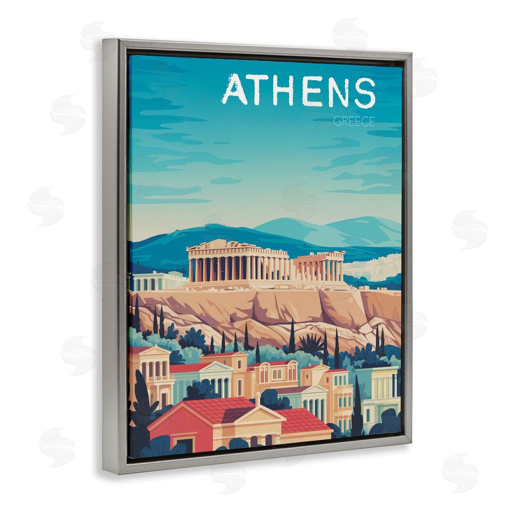 Andreas Magnusson Athens Topography Cityscape Gray Floating Frame Canvas Wall Art Print