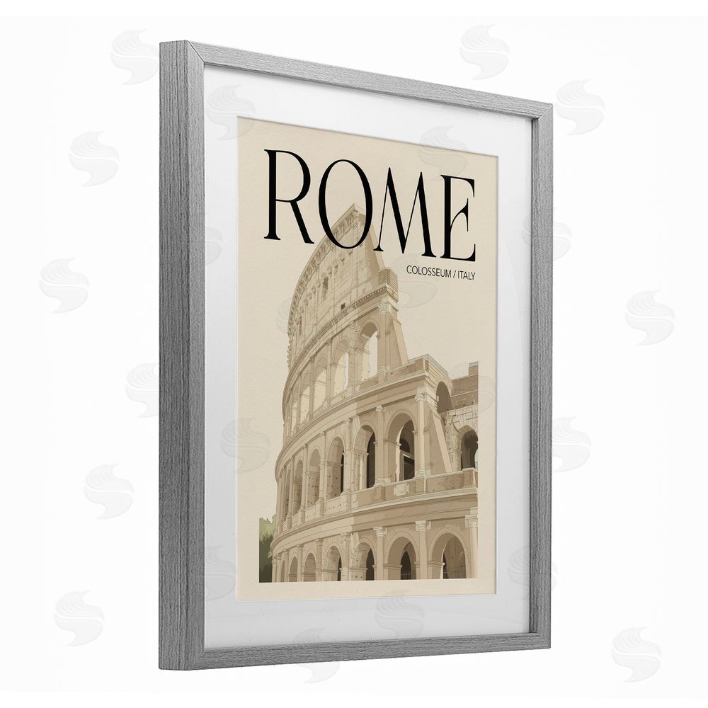 Andreas Magnusson Vintage Rome Colosseum Gray Framed Print Under Glass Wall Art