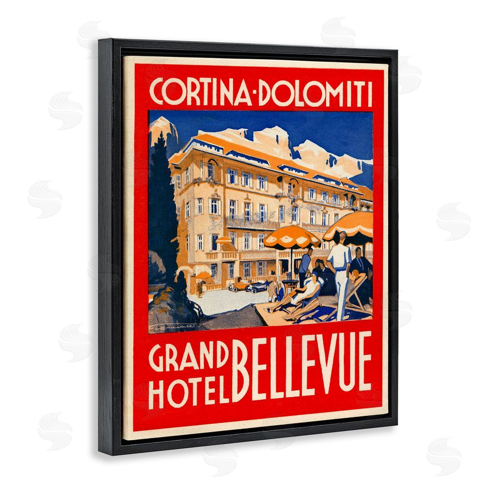 Print Collection Grand Hotel Bellevue Vintage Black Floating Frame Canvas Wall Art Print