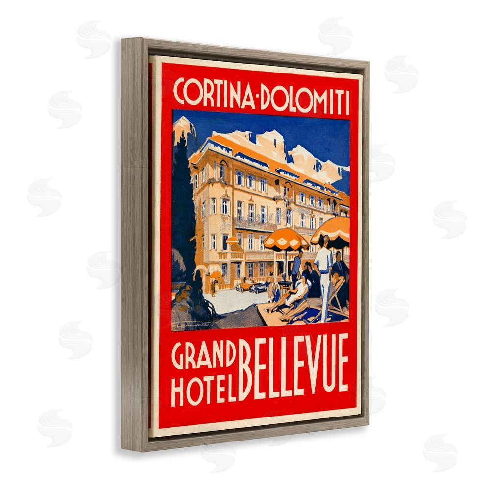 Print Collection Grand Hotel Bellevue Vintage Brown Floating Frame Canvas Wall Art Print