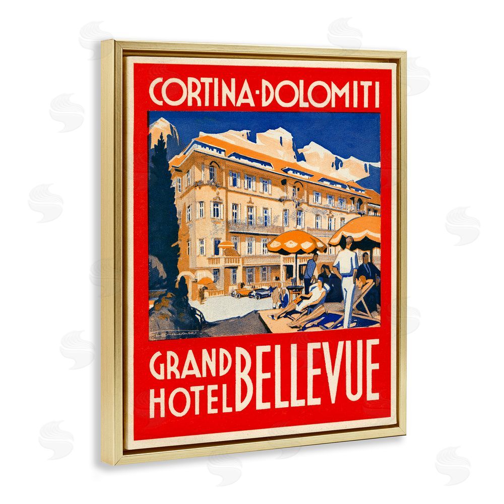 Print Collection Grand Hotel Bellevue Vintage Gold Floating Frame Canvas Wall Art Print