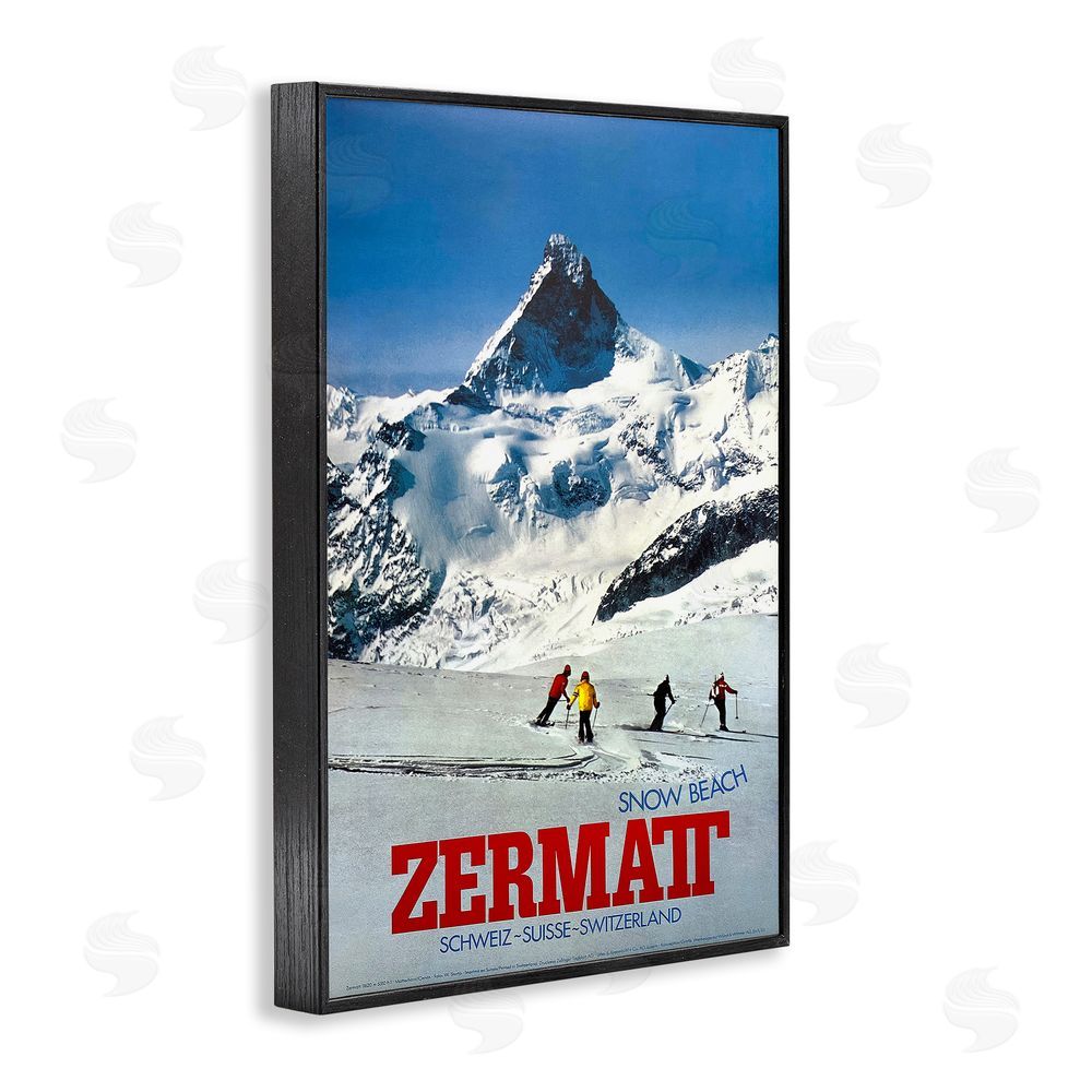 Vintage Posters Zermatt Snow Beach Black Framed Giclee Wall Art Print