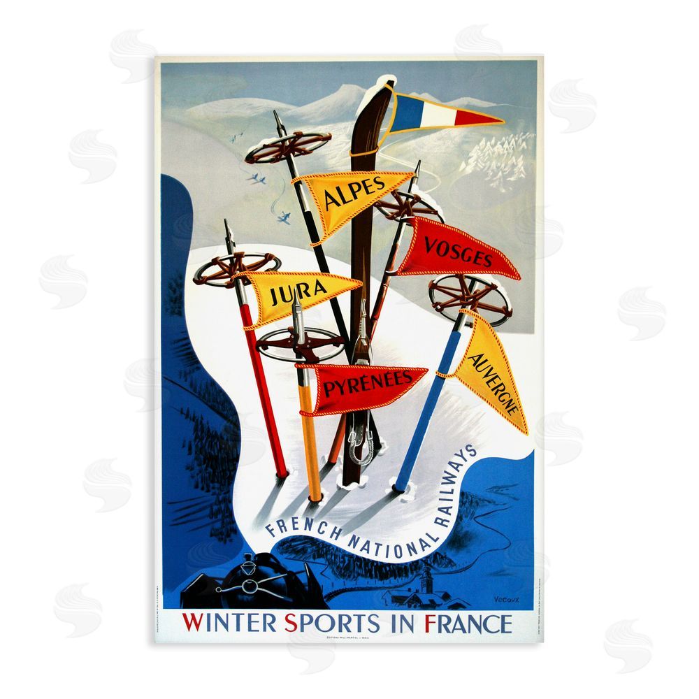 Vintage Posters Winter Sports In France Stretched Canvas Wall Art Print