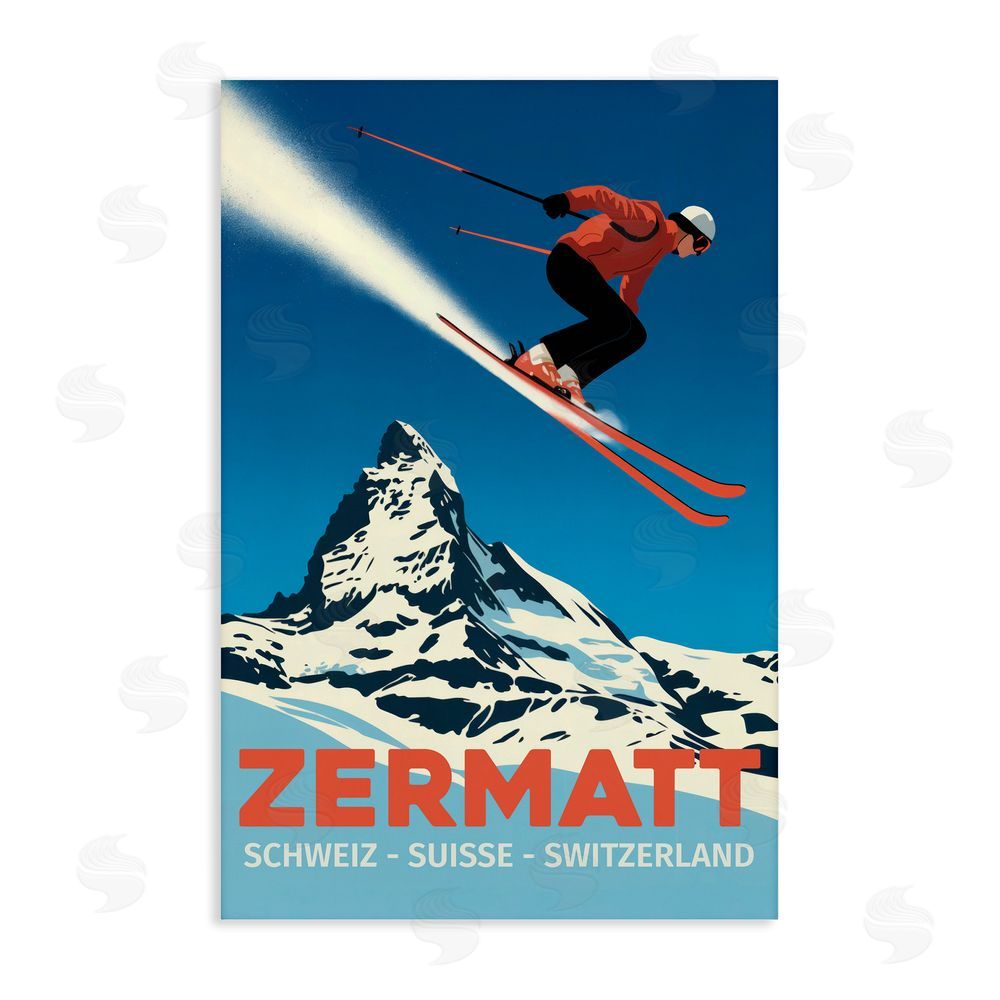 Andreas Magnusson Zermatt Ski Poster Stretched Canvas Wall Art Print