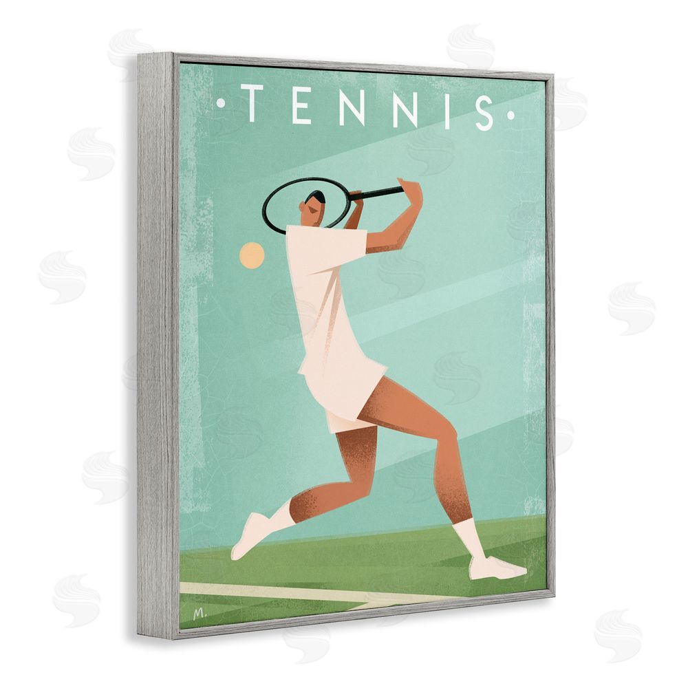 Martin Wickstrom Vintage Tennis Swing Gray Framed Giclee Wall Art Print