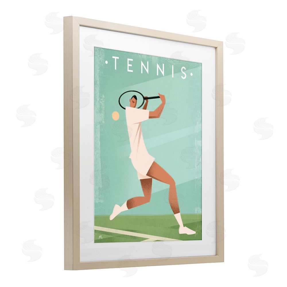 Martin Wickstrom Vintage Tennis Swing Brown Framed Print Under Glass Wall Art