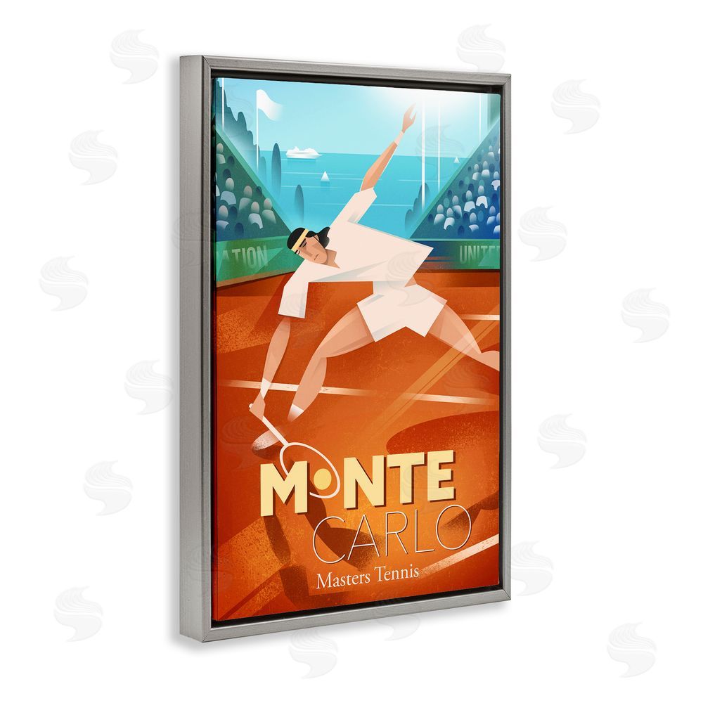 Martin Wickstrom Monte Carlo Masters Tennis Gray Floating Frame Canvas Wall Art