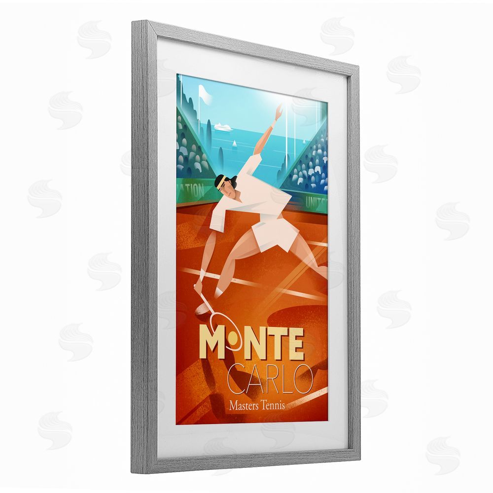 Martin Wickstrom Monte Carlo Masters Tennis Gray Framed Print Under Glass with Mat Wall Art