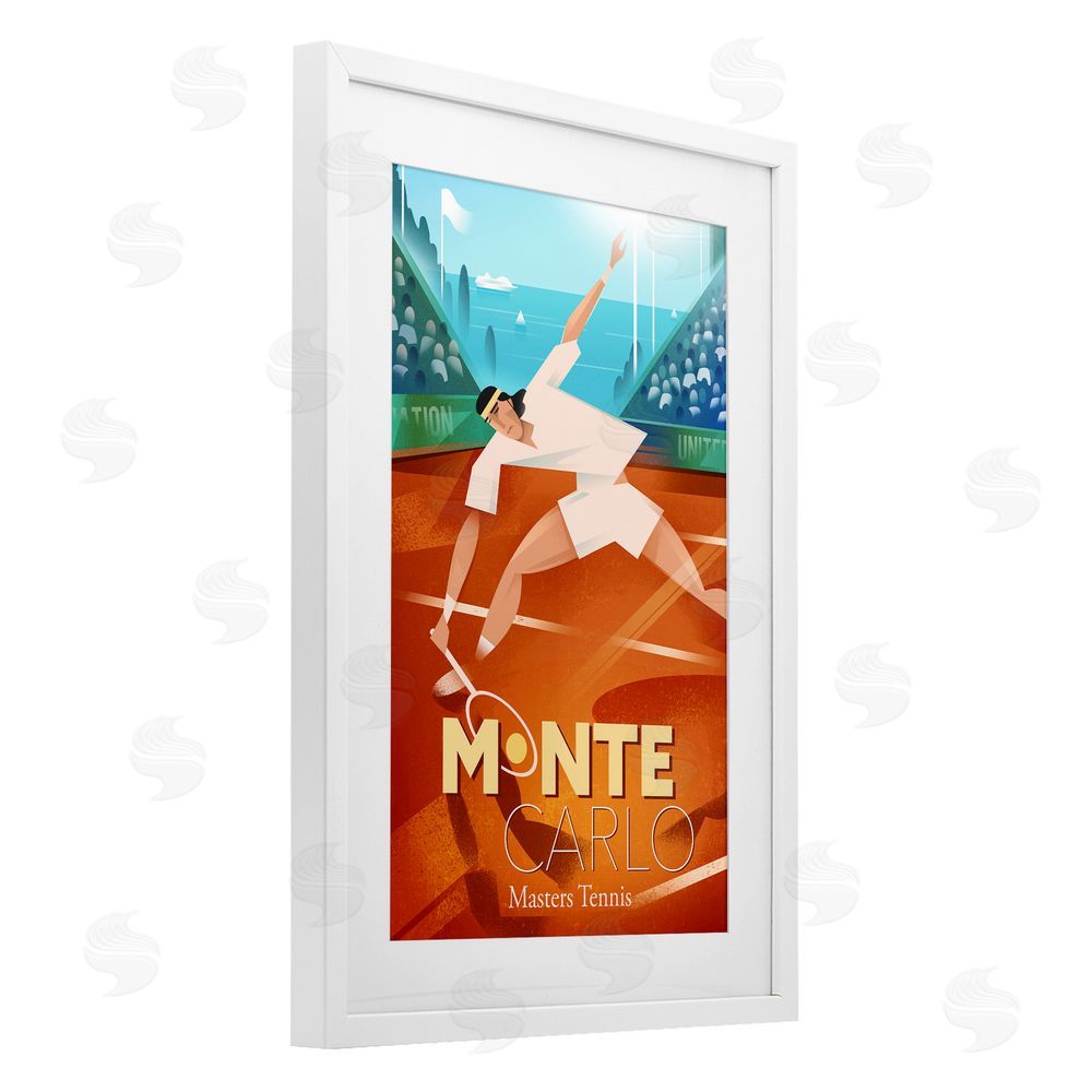 Martin Wickstrom Monte Carlo Masters Tennis White Framed Print Under Glass with Mat Wall Art