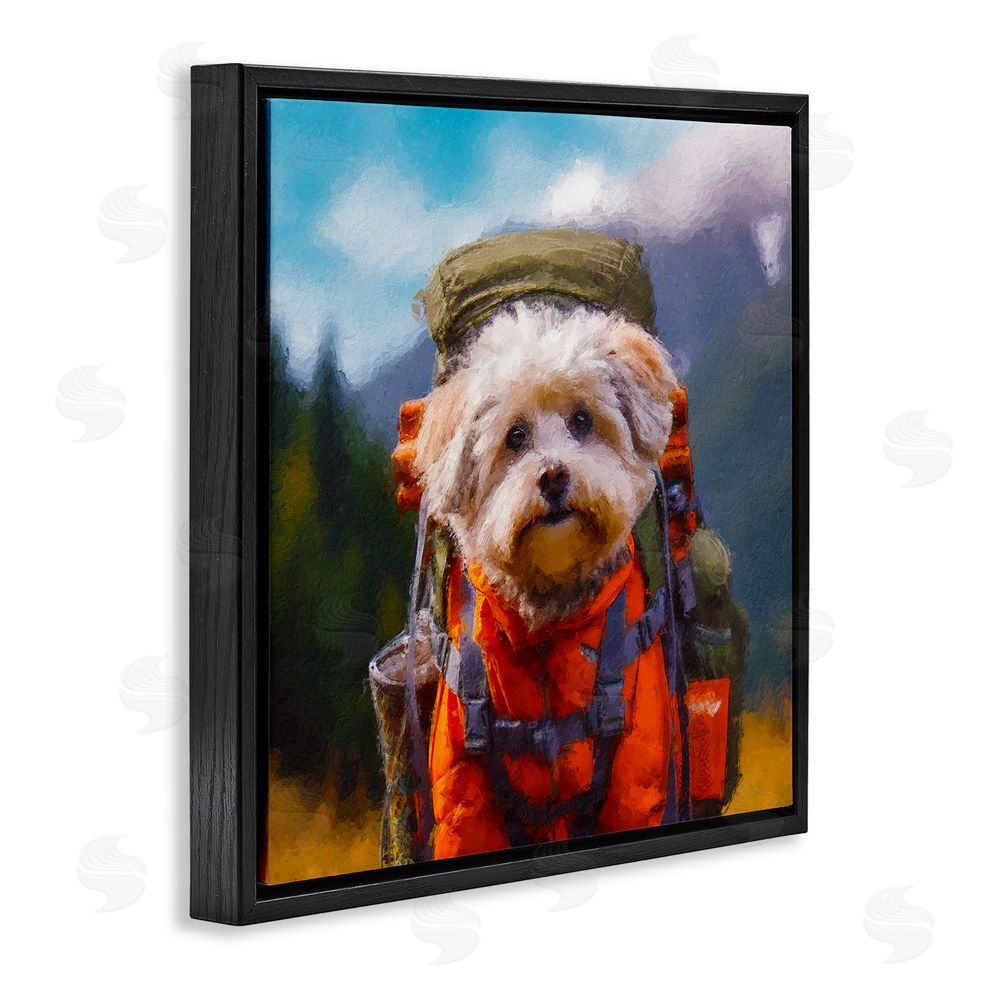 Sean Parnell Adventuring Hiker Dog Black Floating Frame Canvas Wall Art Print
