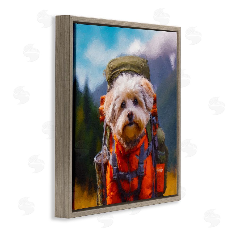 Sean Parnell Adventuring Hiker Dog Brown Floating Frame Canvas Wall Art Print