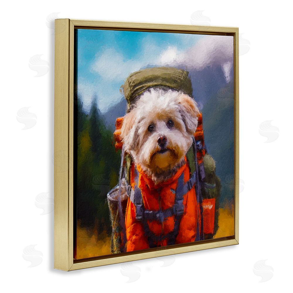 Sean Parnell Adventuring Hiker Dog Gold Floating Frame Canvas Wall Art Print