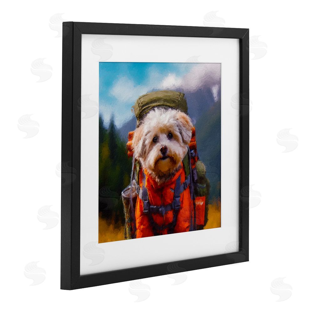 Sean Parnell Adventuring Hiker Dog Black Framed Print Under Glass Wall Art