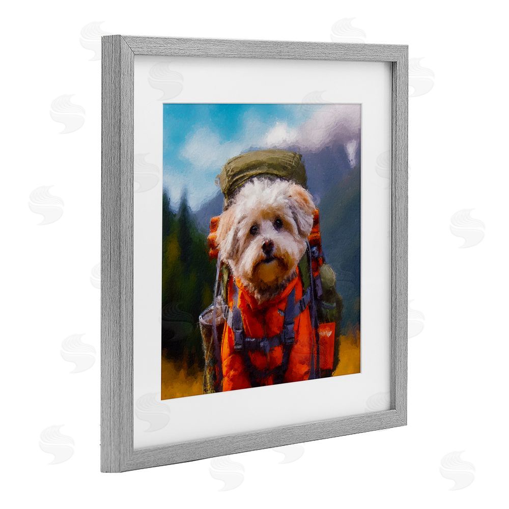 Sean Parnell Adventuring Hiker Dog Gray Framed Print Under Glass Wall Art
