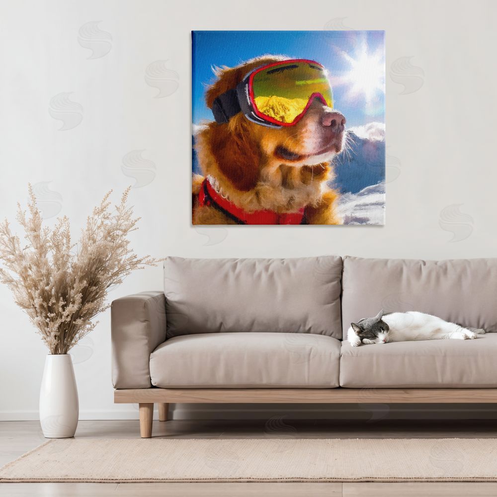 Sean Parnell Ski Goggles Retriever Stretched Canvas Wall Art in Room