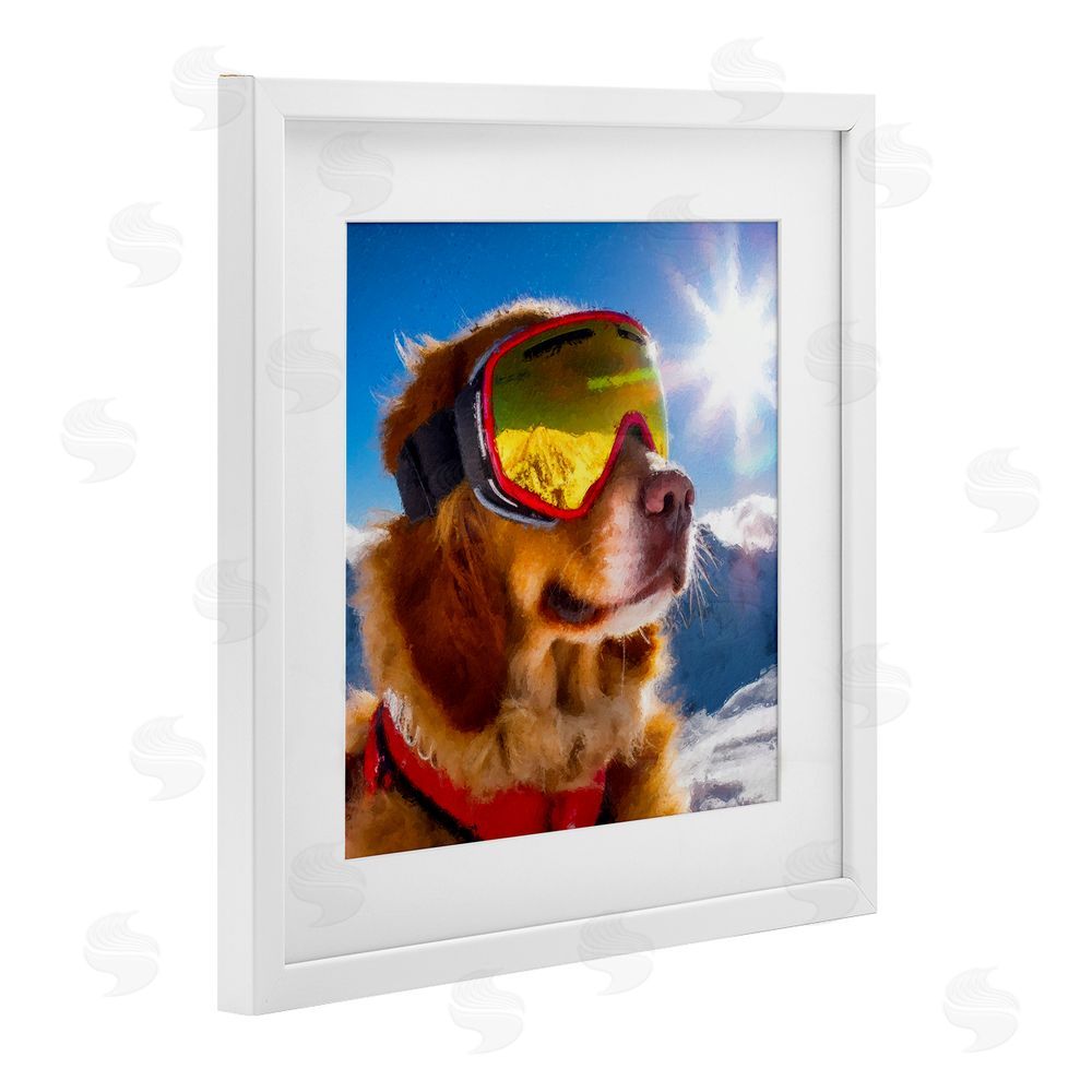 Sean Parnell Ski Goggles Retriever White Framed Print Under Glass Wall Art
