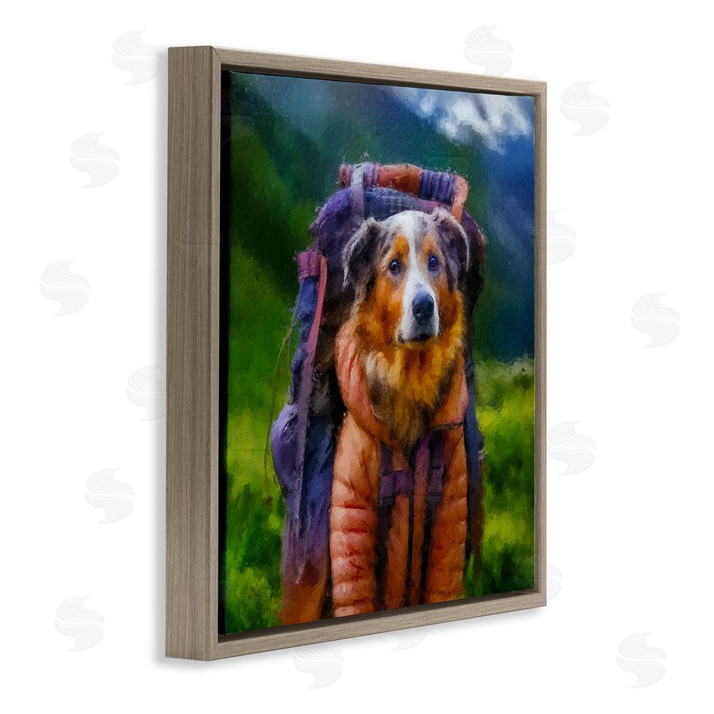 Sean Parnell Backpacking Hiker Dog Brown Floating Frame Canvas Wall Art Print