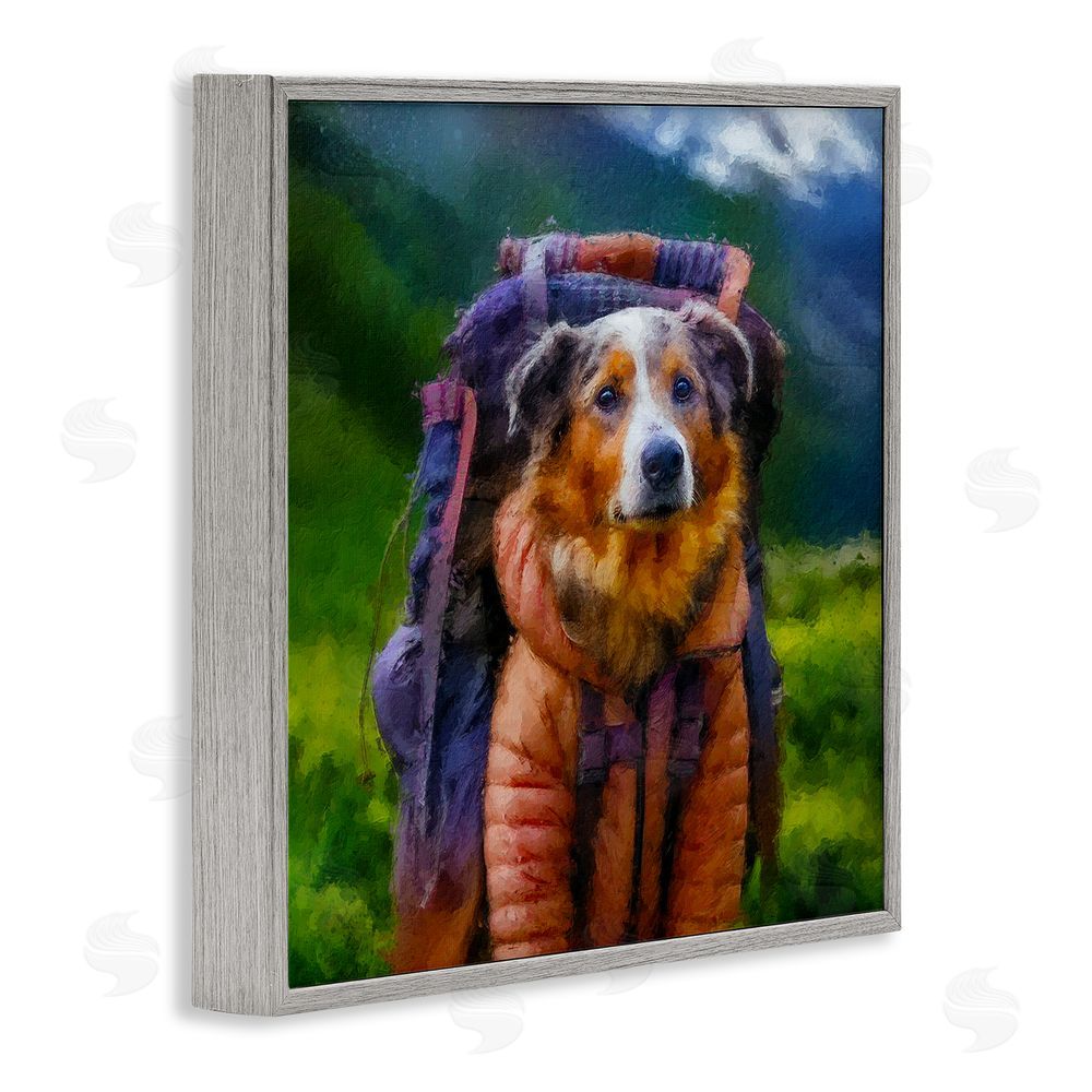 Sean Parnell Backpacking Hiker Dog Gray Framed Giclee Wall Art Print