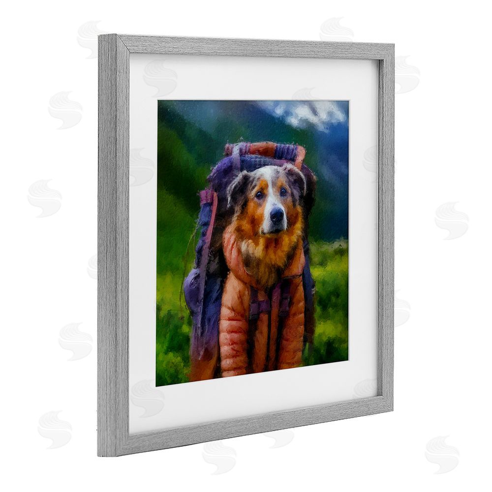 Sean Parnell Backpacking Hiker Dog Gray Framed Print Under Glass Wall Art