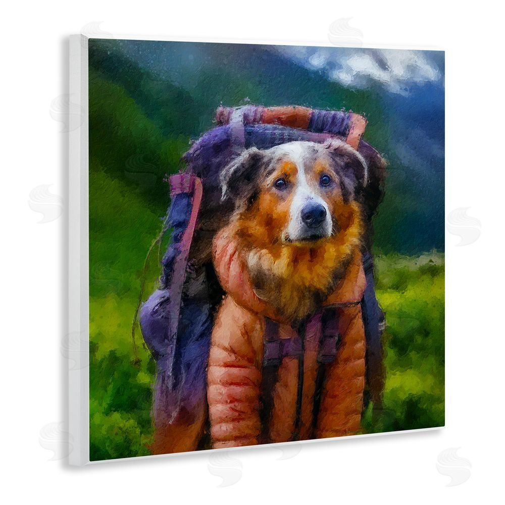 Sean Parnell Backpacking Hiker Dog Wooden Wall Plaque Art Print