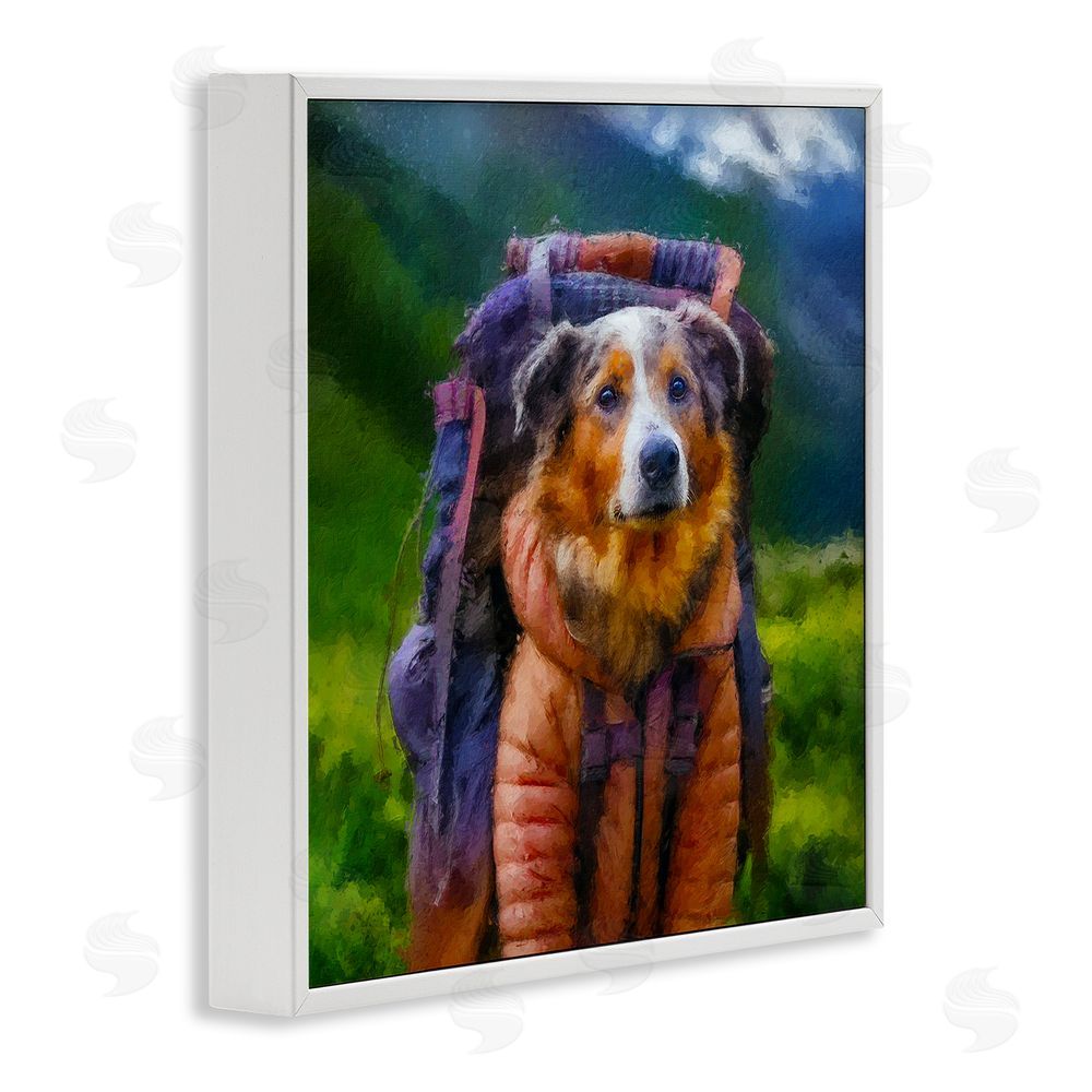 Sean Parnell Backpacking Hiker Dog White Framed Giclee Wall Art Print