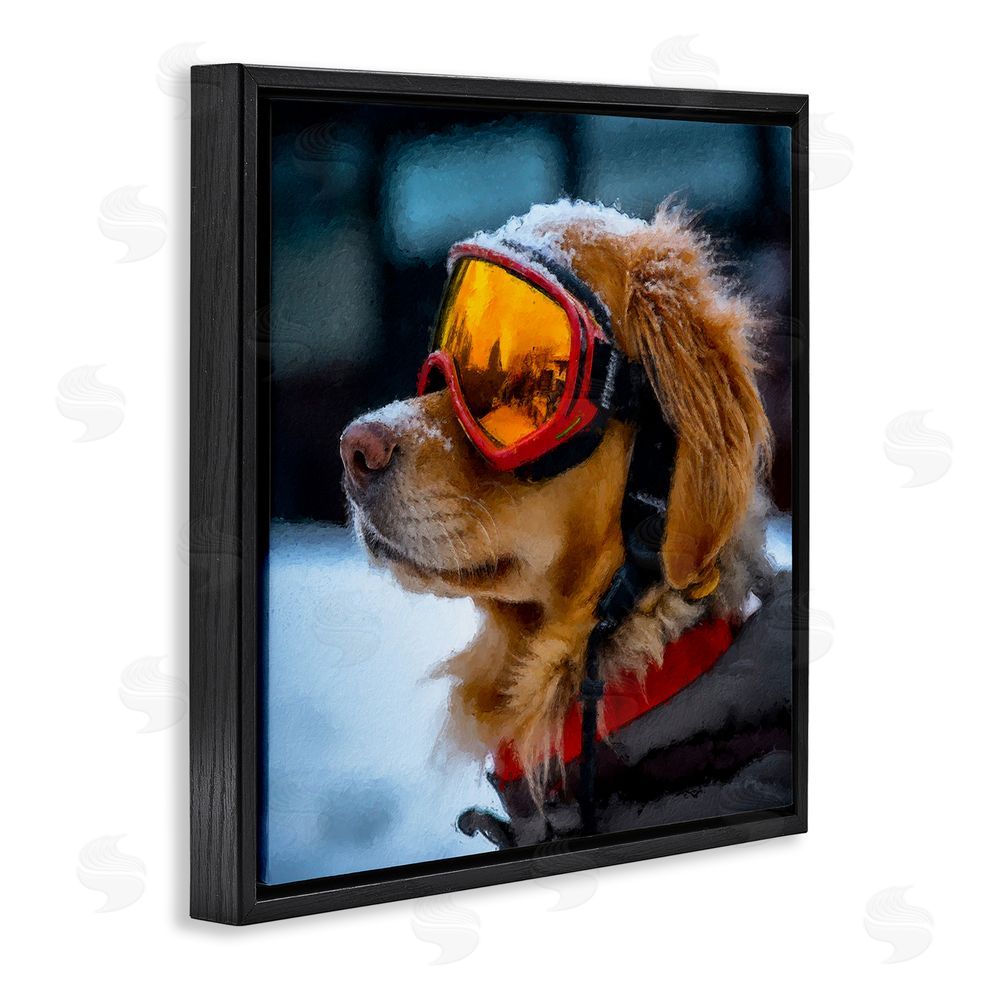 Sean Parnell Ski Goggles Dog Black Floating Frame Canvas Wall Art Print