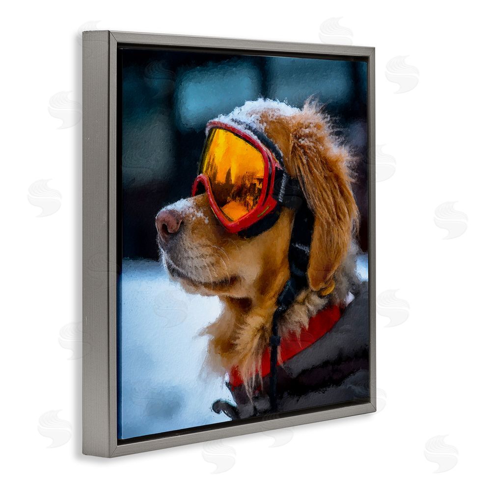 Sean Parnell Ski Goggles Dog Gray Floating Frame Canvas Wall Art Print