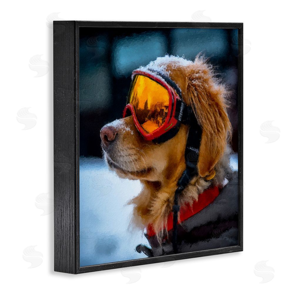 Sean Parnell Ski Goggles Dog Black Framed Giclee Wall Art Print