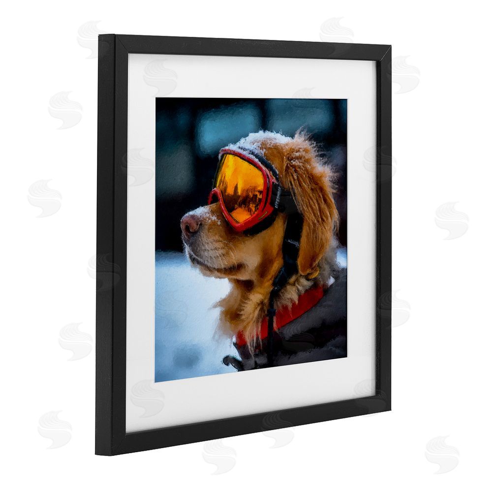 Sean Parnell Ski Goggles Dog Black Framed Print Under Glass Wall Art