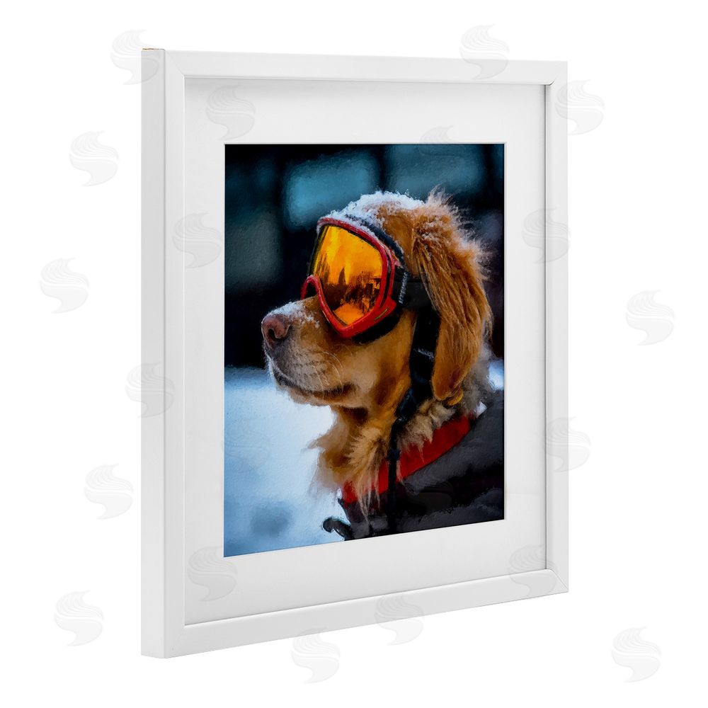 Sean Parnell Ski Goggles Dog White Framed Print Under Glass Wall Art