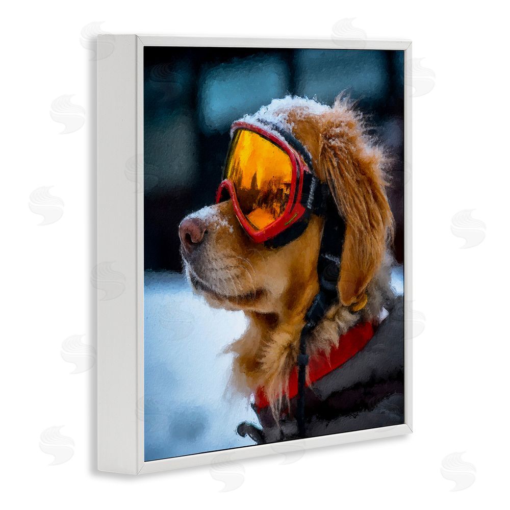 Sean Parnell Ski Goggles Dog White Framed Giclee Wall Art Print
