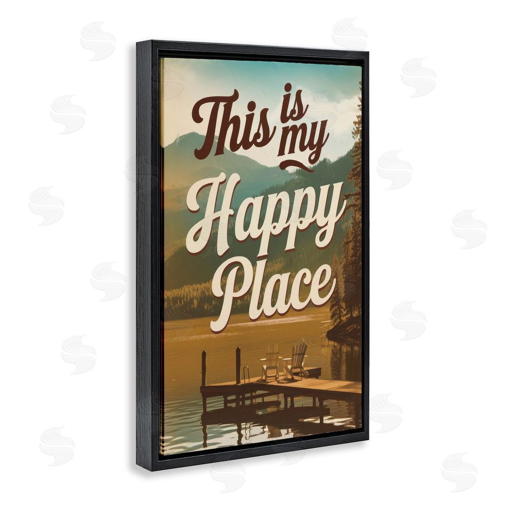 Andreas Magnusson Vintage My Happy Place Black Floating Frame Canvas Wall Art Print