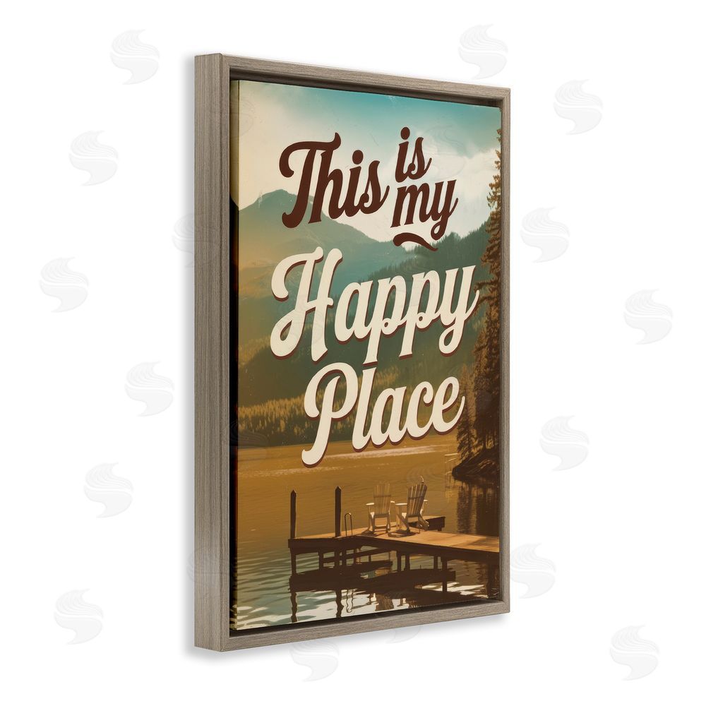 Andreas Magnusson Vintage My Happy Place Brown Floating Frame Canvas Wall Art Print