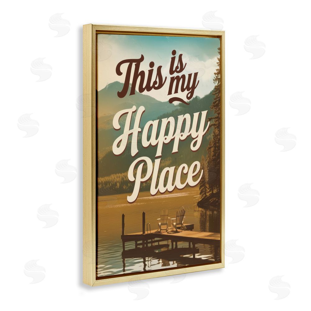 Andreas Magnusson Vintage My Happy Place Gold Floating Frame Canvas Wall Art Print