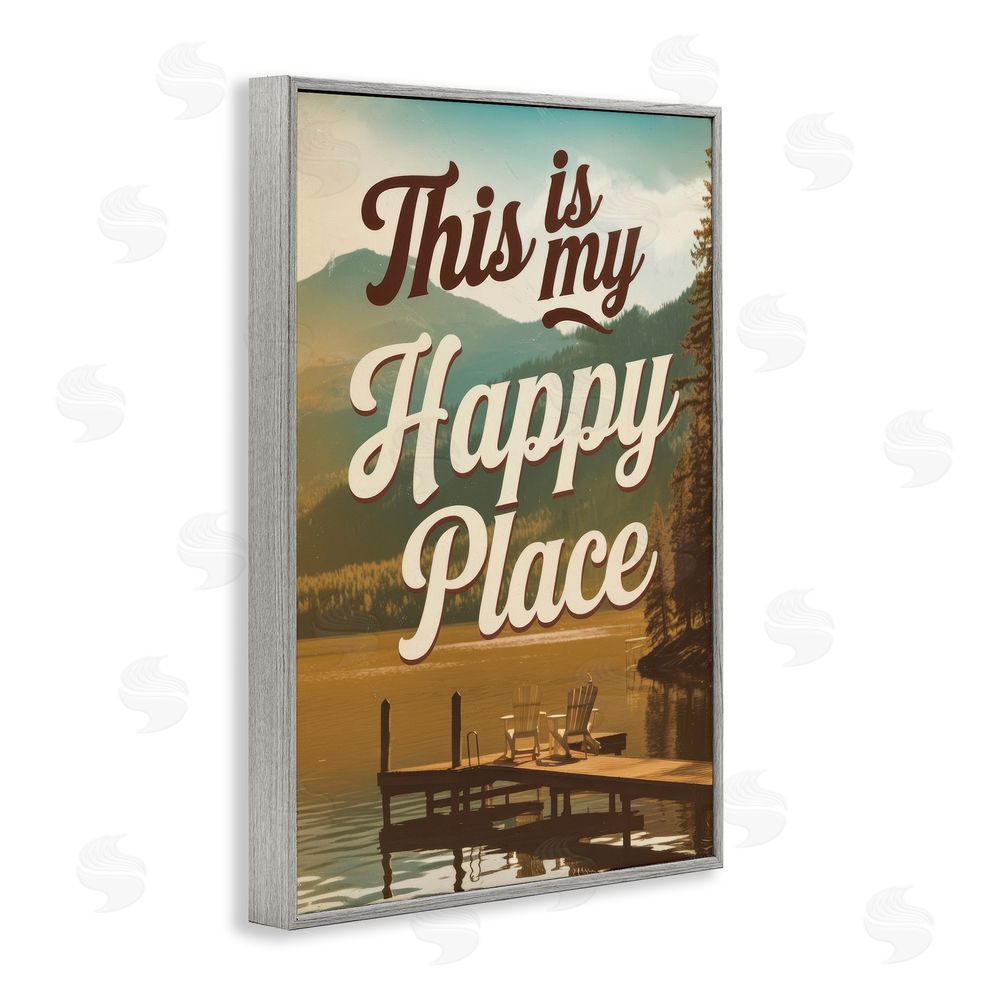 Andreas Magnusson Vintage My Happy Place Gray Framed Giclee Wall Art Print