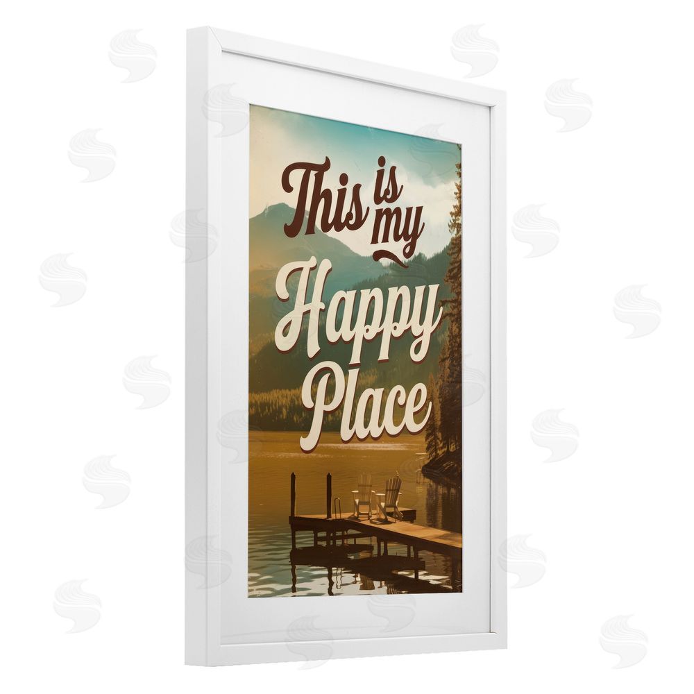Andreas Magnusson Vintage My Happy Place White Framed Print Under Glass Wall Art