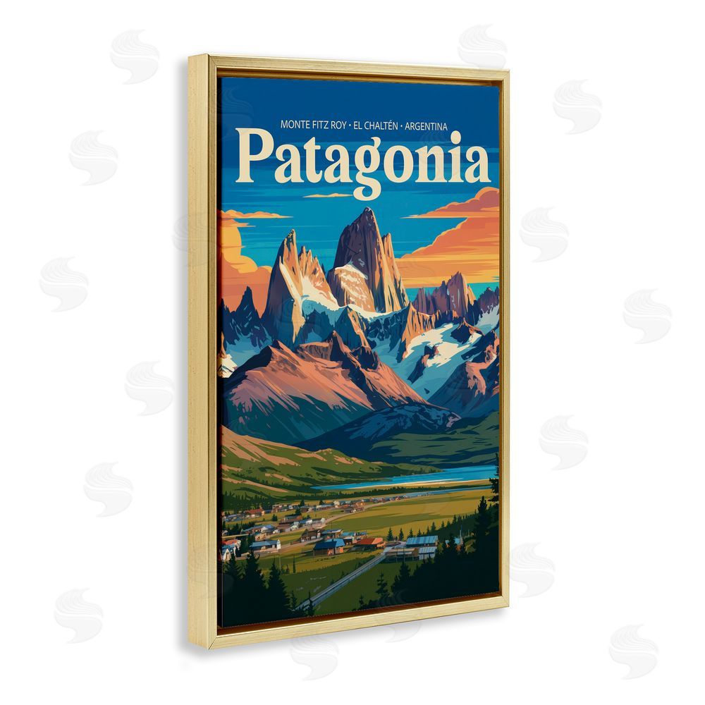 Andreas Magnusson Patagonia Valley Landscape Gold Floating Frame Canvas Wall Art Print