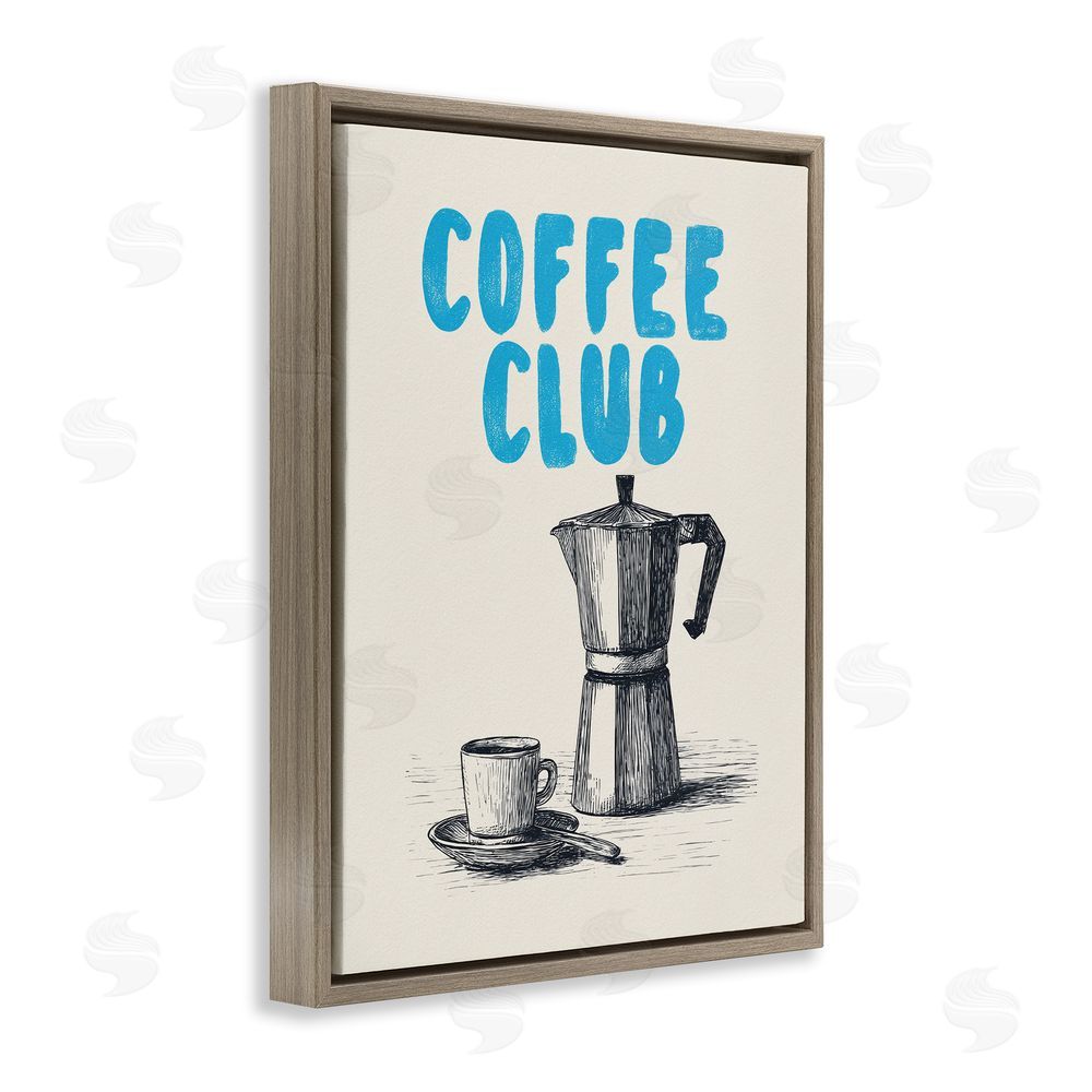 Andreas Magnusson Coffee Club Retro Drawing Brown Floating Frame Canvas Wall Art Print