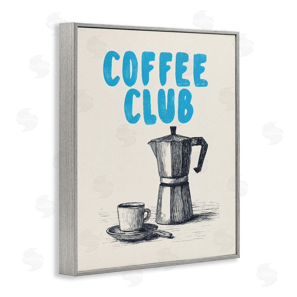 Andreas Magnusson Coffee Club Retro Drawing Gray Framed Giclee Wall Art Print