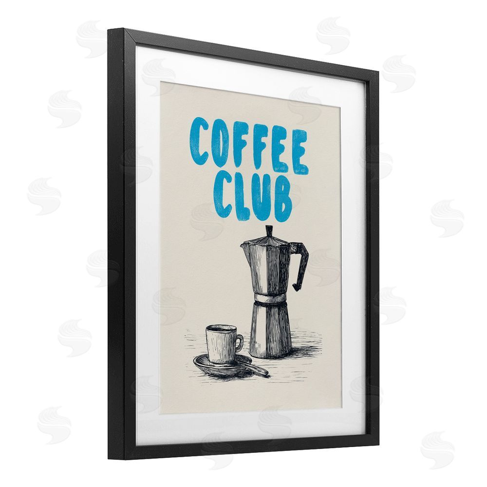 Andreas Magnusson Coffee Club Retro Drawing Black Framed Print Under Glass Wall Art