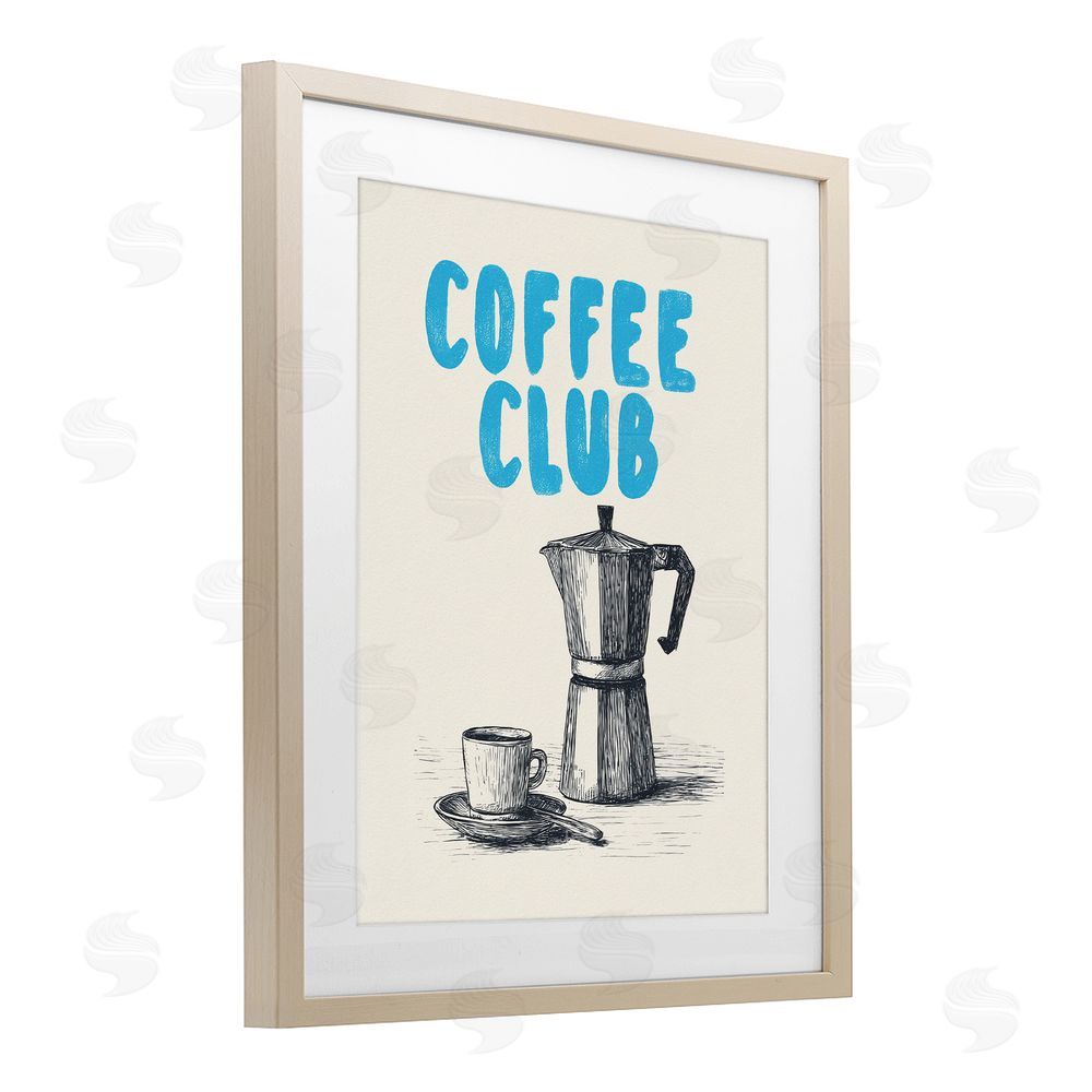 Andreas Magnusson Coffee Club Retro Drawing Brown Framed Print Under Glass Wall Art