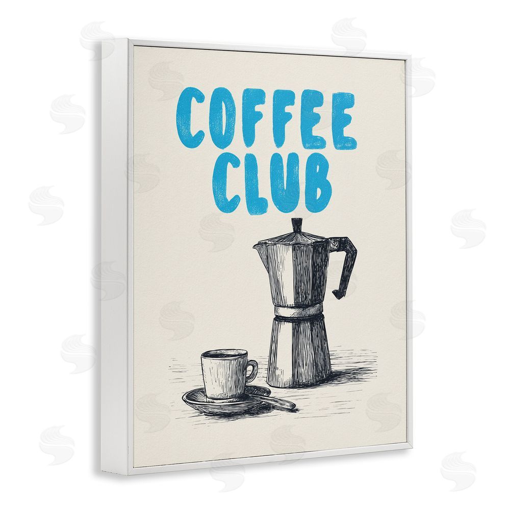 Andreas Magnusson Coffee Club Retro Drawing White Framed Giclee Wall Art Print