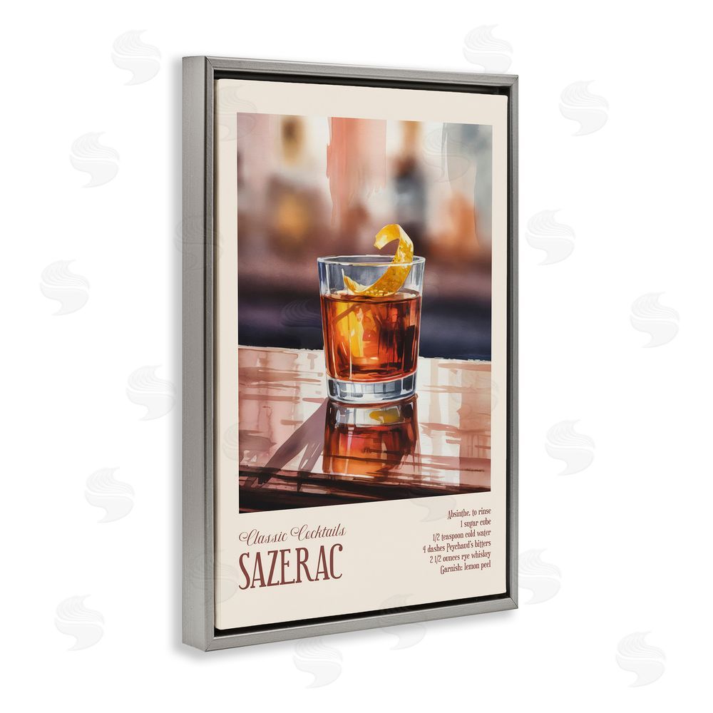 Andreas Magnusson Sazerac on Reflective Surface Gray Floating Frame Canvas Wall Art Print
